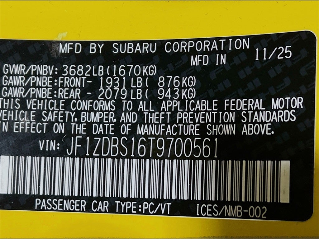 2026 Subaru BRZ Series. Yellow