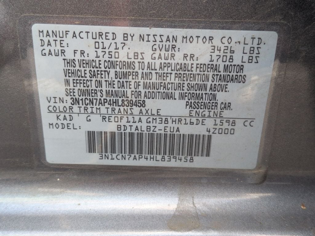 2017 Nissan Versa 1.6 SV