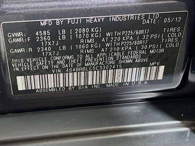 2012 Subaru Outback 2.5i Limited
