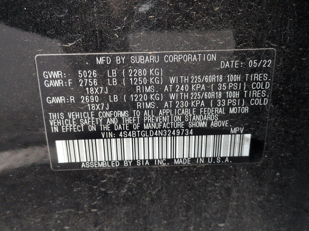 2022 Subaru Outback Onyx Edition XT