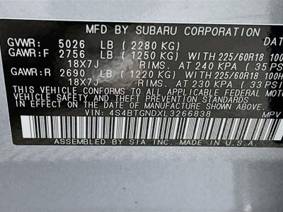 2020 Subaru Outback Limited XT