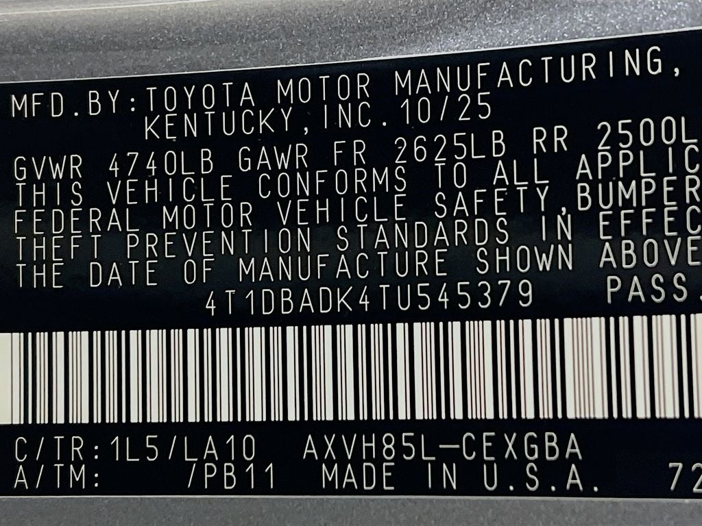 2026 Toyota Camry XLE S