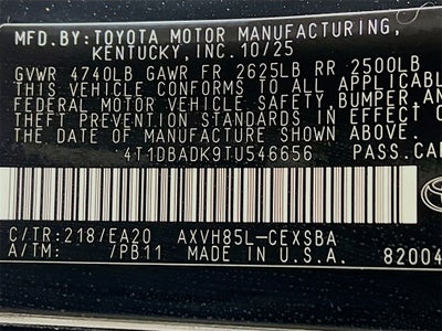 2026 Toyota Camry SE Nightshade S