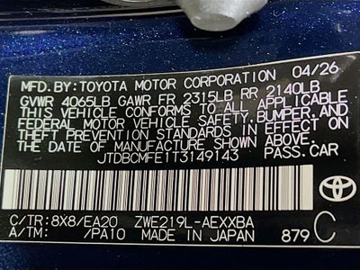 2026 Toyota Corolla Hybrid Hybrid XLE