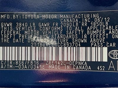 2012 Toyota Corolla LE