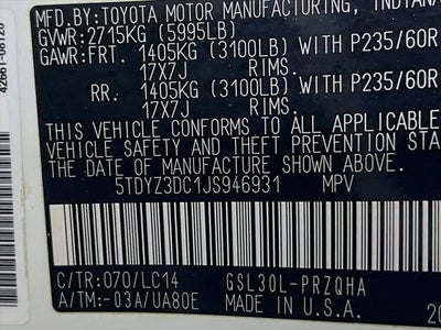 2018 Toyota Sienna XLE 8 Passenger