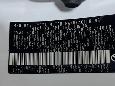 2025 Toyota Corolla XSE