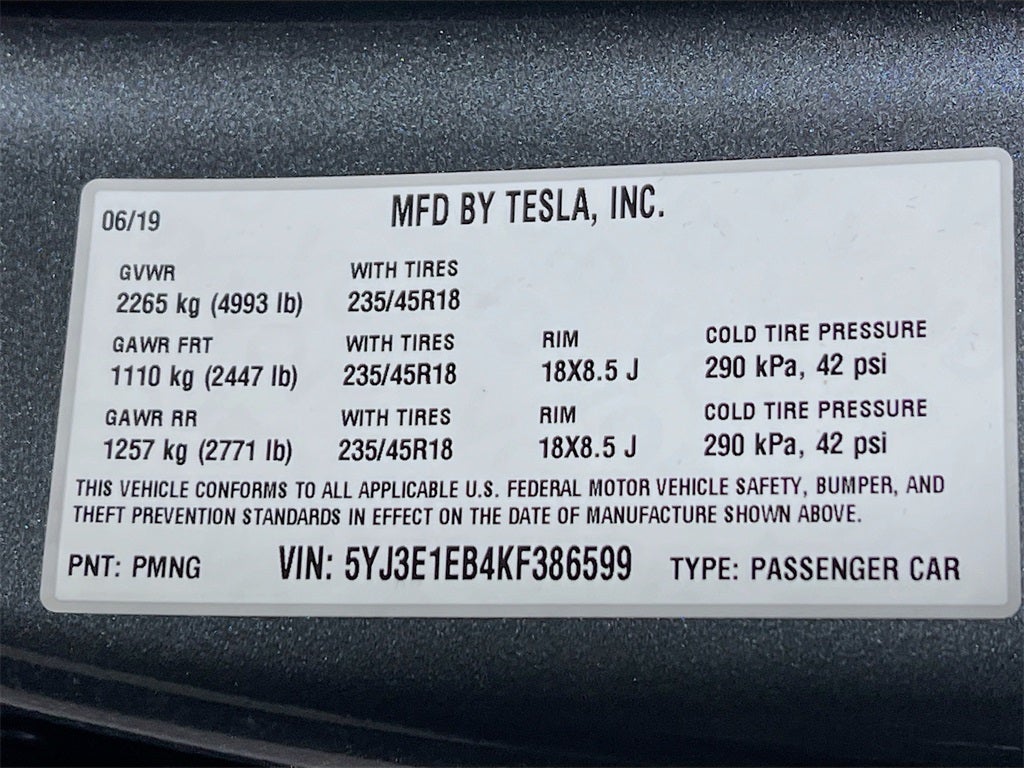 2019 Tesla Model 3 Long Range